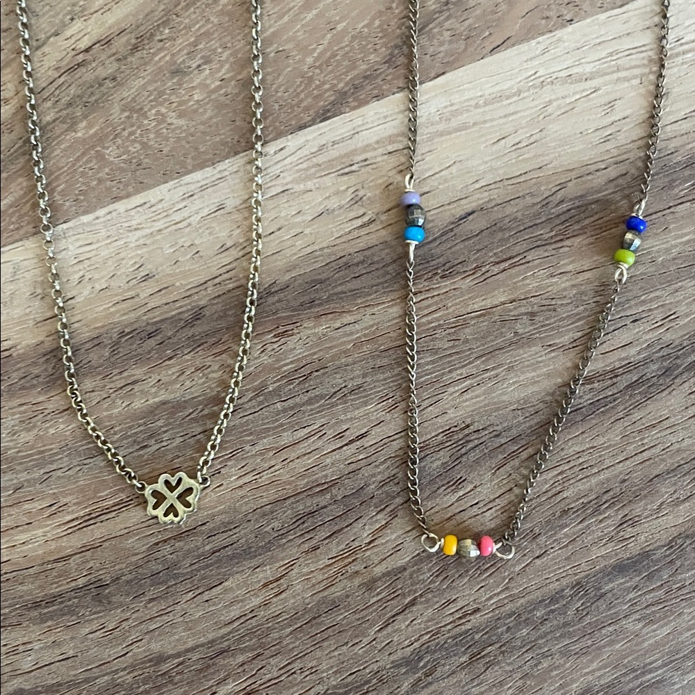 Free People   Gold  and Multicolor Beaded Necklaces